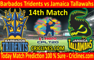Today Match Prediction-Barbados Tridents vs Jamaica Tallawahs-CPL T20 2020-14th Match-Who Will Win