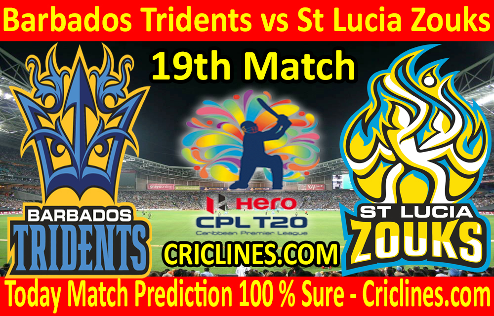 Today Match Prediction-Barbados Tridents vs St Lucia Zouks-CPL T20 2020-19th Match-Who Will Win