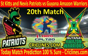 Today Match Prediction-St Kitts and Nevis Patriots vs Guyana Amazon Warriors-CPL T20 2020-20th Match-Who Will Win