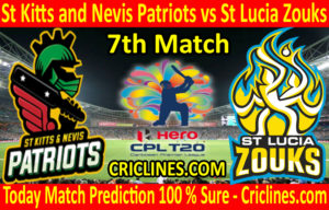Today Match Prediction-St Kitts and Nevis Patriots vs St Lucia Zouks-CPL T20 2020-7th Match-Who Will Win
