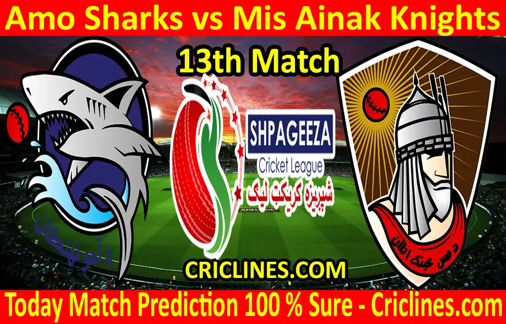 Today Match Prediction-Amo Sharks vs Mis Ainak Knights-Shpageeza T20 Cricket League-13th Match-Who Will Win