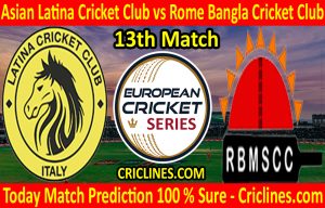 Today Match Prediction-Asian Latina Cricket Club vs Rome Bangla Cricket Club-ECS T10 Rome Series-13th Match-Who Will Win