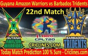 Today Match Prediction-Guyana Amazon Warriors vs Barbados Tridents-CPL T20 2020-22nd Match-Who Will Win