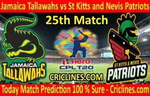 Today Match Prediction-Jamaica Tallawahs vs St Kitts and Nevis Patriots-CPL T20 2020-25th Match-Who Will Win