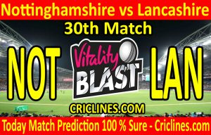 Today Match Prediction-Nottinghamshire vs Lancashire-Vitality T20 Blast 2020-30th Match-Who Will Win