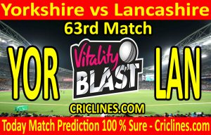 Today Match Prediction-Yorkshire vs Lancashire-Vitality T20 Blast 2020-63rd Match-Who Will Win