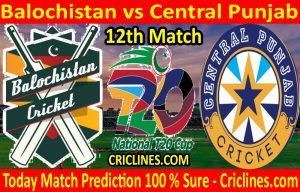 Today Match Prediction-Balochistan vs Central Punjab-T20 Cup 2020-12th Match-Who Will Win