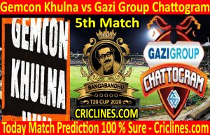 Today Match Prediction-Gemcon Khulna vs Gazi Group Chattogram-B T20 Cup 2020-5th Match-Who Will Win