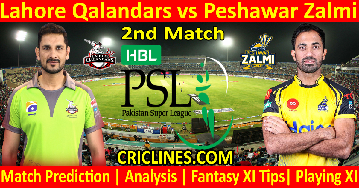Today Match Prediction-Lahore Qalandars vs Peshawar Zalmi-PSL T20 2021-2nd Match-Who Will Win