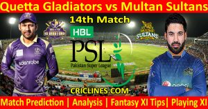 Today Match Prediction-Quetta Gladiators vs Multan Sultans-PSL T20 2021-14th Match-Who Will Win