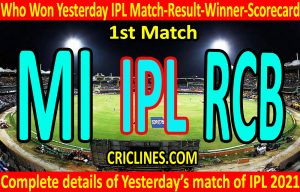 Who Won Yesterday IPL Match-1st Match-MI-vs-RCB-Yesterday IPL Match Result and Winner-Scorecard