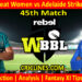 Today Match Prediction-BHW vs ADW-WBBL T20 2021-45th Match-Who Will Win