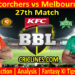 PRS vs MLS-Today Match Prediction-BBL T20 2021-22-27th Match-Who Will Win