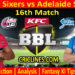 SYS vs ADS-Today Match Prediction-BBL T20 2021-22-16th Match-Who Will Win