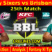 SYS vs BBH-Today Match Prediction-BBL T20 2021-22-25th Match-Who Will Win
