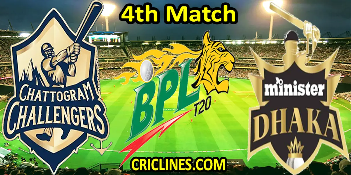 Chattogram Challengers vs Minister Group Dhaka-Today Match Prediction-Dream11-BPL T20-4th Match-Who Will Win