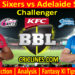 SYS vs ADS-Today Match Prediction-BBL T20 2021-22-Challenger Match-Who Will Win
