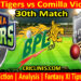 KTS vs CVS-Today Match Prediction-Dream11-BPL T20-30th Match-Who Will Win