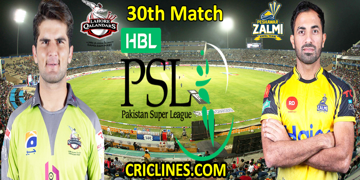 Lahore Qalandars vs Peshawar Zalmi-Today Match Prediction-PSL T20 2022-30th Match-Who Will Win