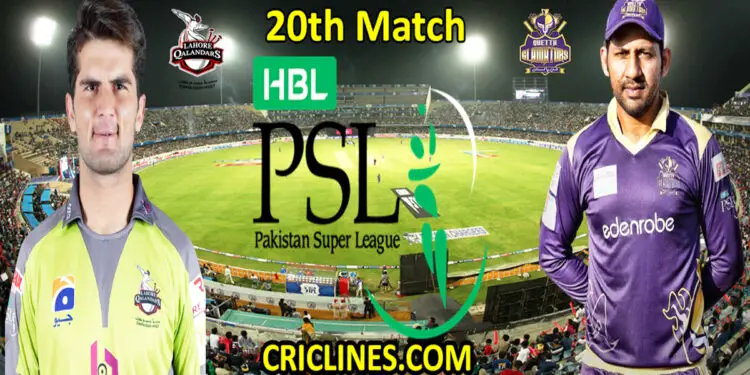 Lahore Qalandars vs Quetta Gladiators-Today Match Prediction-PSL T20 2022-20th Match-Who Will Win