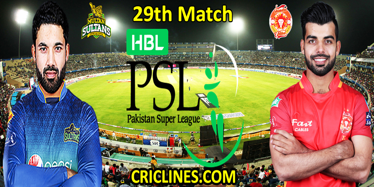 Multan Sultans vs Islamabad United-Today Match Prediction-PSL T20 2022-29th Match-Who Will Win