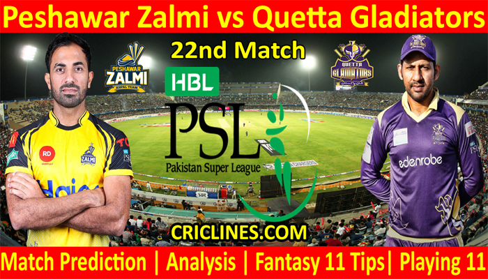PSZ vs QGS-Today Match Prediction-PSL T20 2022-22nd Match-Who Will Win
