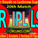 Today Match Prediction-RR vs LSG-IPL T20 2022-20th Match-Who Will Win