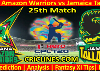 Today Match Prediction-Guyana Amazon Warriors vs Jamaica Tallawahs-CPL T20 2022-25th Match-Who Will Win