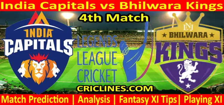 Today Match Prediction-India Capitals vs Bhilwara Kings-Dream11-LLC T20-4th Match-Who Will Win