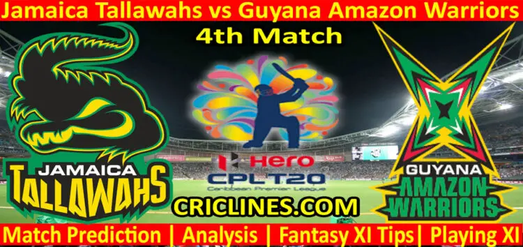 Today Match Prediction-Jamaica Tallawahs vs Guyana Amazon Warriors-CPL T20 2022-4th Match-Who Will Win