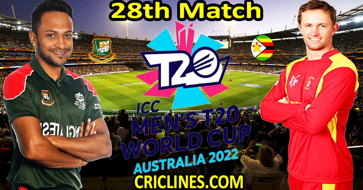 Today Match Prediction-Bangladesh vs Zimbabwe-ICC T20 World Cup 2022-Dream11-28th Match-Who Will Win