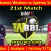 Today Match Prediction-HBHW vs SYSW-WBBL T20 2022-21st Match-Who Will Win