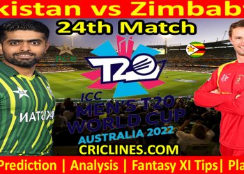 Today Match Prediction-PAK vs ZIM-ICC T20 World Cup 2022-Dream11-24th Match-Who Will Win