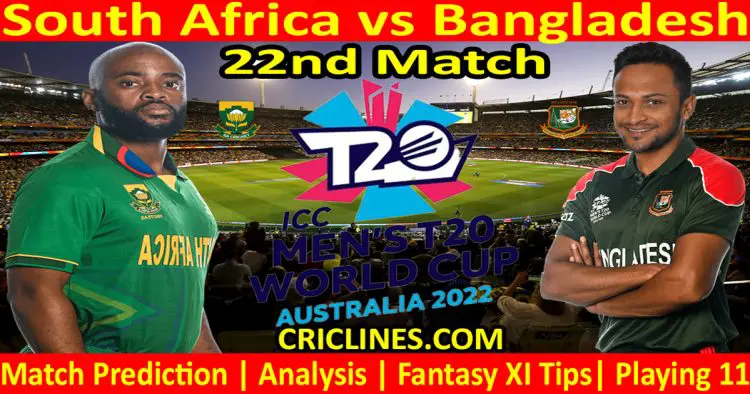 Today Match Prediction-SA vs BAN-ICC T20 World Cup 2022-Dream11-22nd Match-Who Will Win