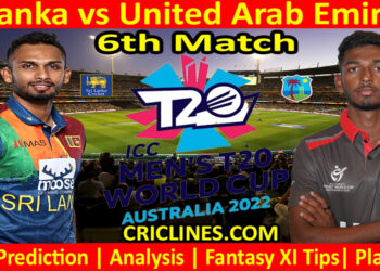 Today Match Prediction-SL vs UAE-ICC T20 World Cup 2022-6th Match-Who Will Win