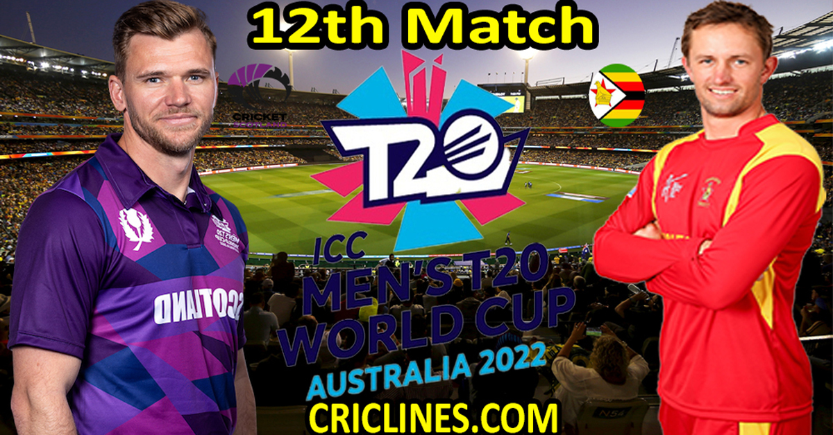 Today Match Prediction-Scotland vs Zimbabwe-ICC T20 World Cup 2022-12th Match-Who Will Win