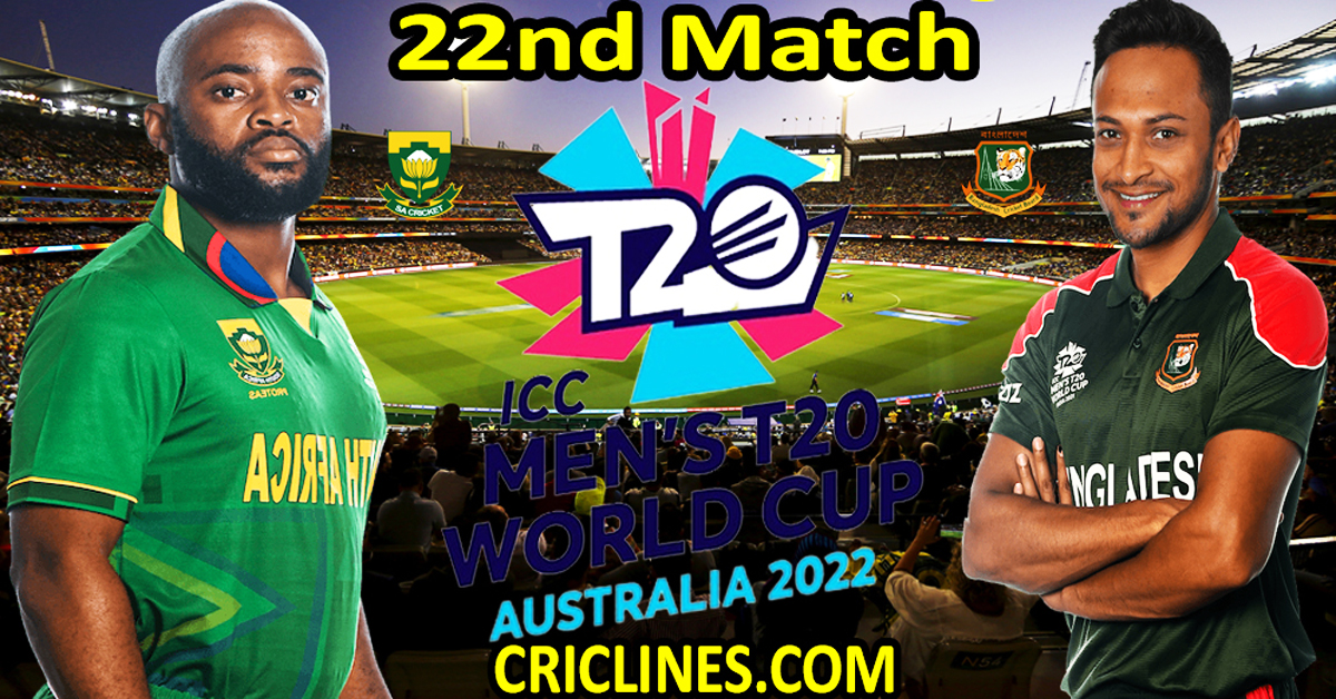 Today Match Prediction-South Africa vs Bangladesh-ICC T20 World Cup 2022-Dream11-22nd Match-Who Will Win