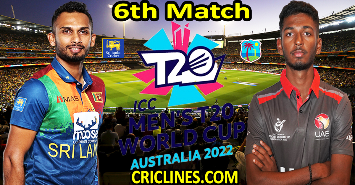Today Match Prediction-Sri Lanka vs United Arab Emirates-ICC T20 World Cup 2022-6th Match-Who Will Win