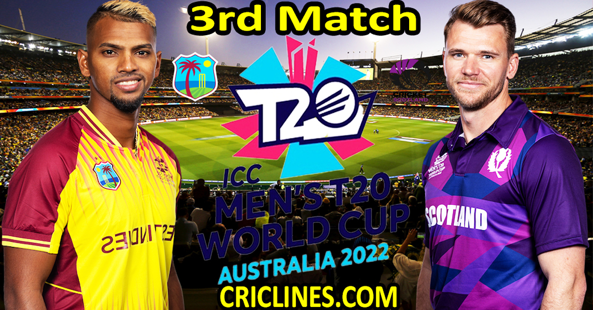 Today Match Prediction-West Indies vs Scotland-ICC T20 World Cup 2022-3rd Match-Who Will Win