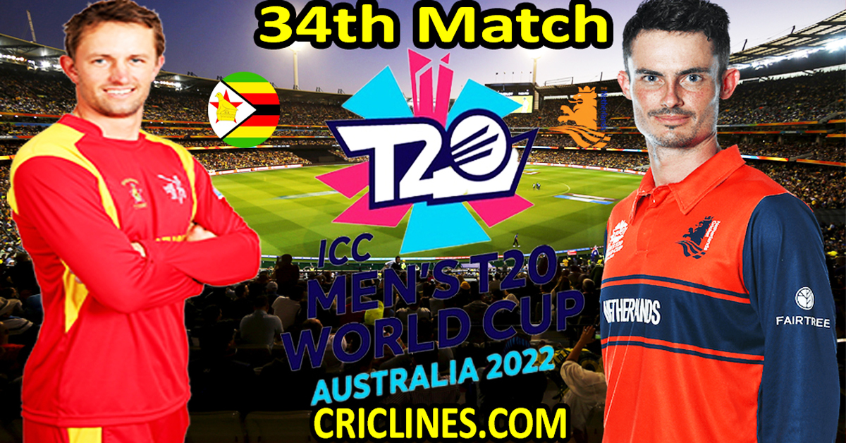 Today Match Prediction-Zimbabwe vs Netherlands-ICC T20 World Cup 2022-Dream11-34th Match-Who Will Win