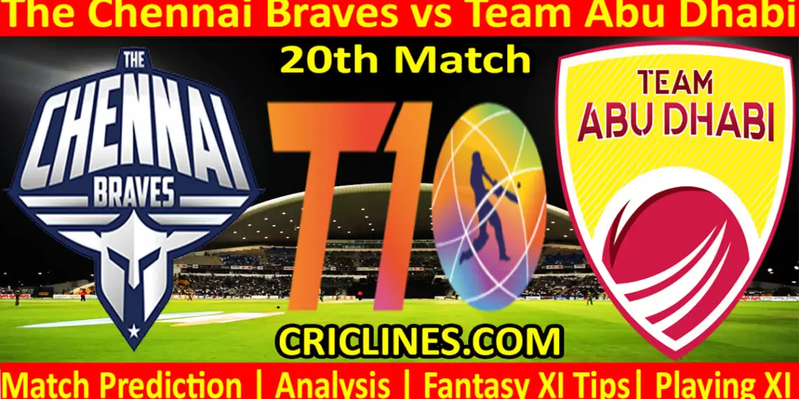 Today Match Prediction-CB vs TAB-Dream11-Abu Dhabi T10 League-2022-20th Match-Who Will Win