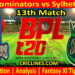 Today Match Prediction-DD vs SYL-Dream11-BPL T20-2023-13th Match-Who Will Win