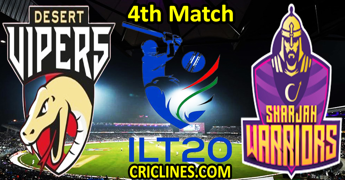 Today Match Prediction-Desert Vipers vs Sharjah Warriors-IL T20 2023-4th Match-Who Will Win