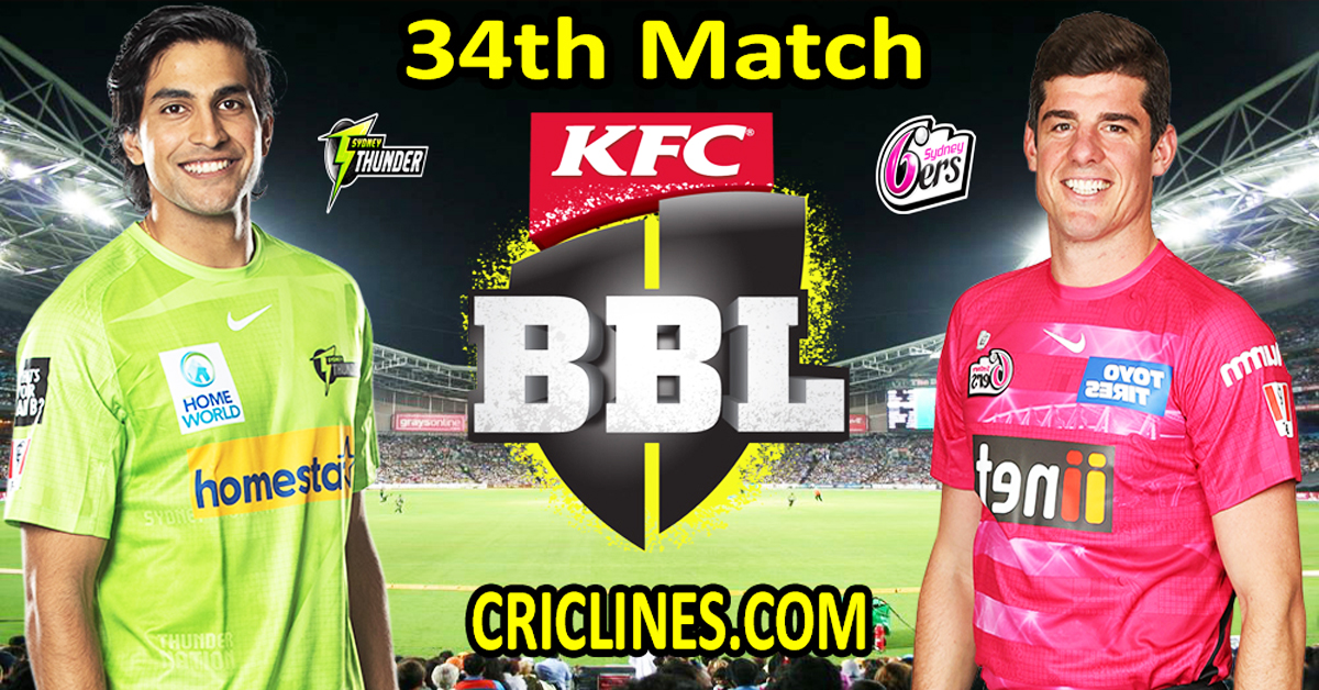 Today Match Prediction-Sydney Thunder vs Sydney Sixers-Dream11-BBL T20 2022-23-34th Match-Who Will Win