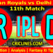 Today Match Prediction-RR vs DC-IPL T20 2023-11th Match-Dream11-Who Will Win