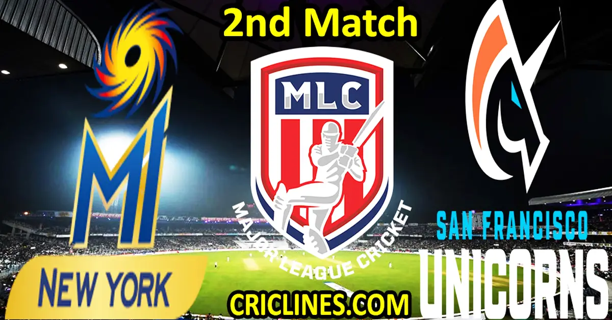 Today Match Prediction-MI New York vs San Francisco Unicorns-MLC T20 2023-2nd Match-Who Will Win