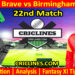 Today Match Prediction-STB vs BPX-The Hundred League-2023-22nd Match-Who Will Win