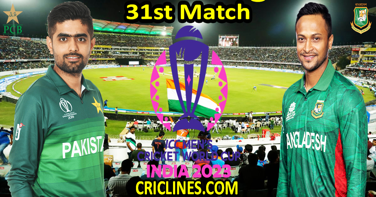 Today Match Prediction-PAK vs BAN-ODI Cricket World Cup 2023-31st Match-Who Will Win