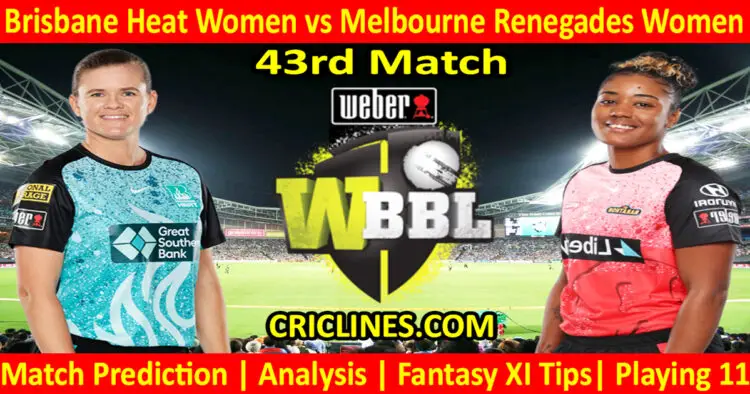 Today Match Prediction-BBHW vs MLRW-WBBL T20 2023-43rd Match-Who Will Win