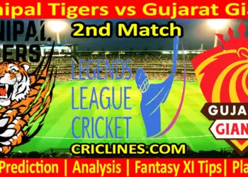 Today Match Prediction-Manipal Tigers vs Gujarat Giants-Dream11-Legend League 2023-LLC T20-2nd Match-Who Will Win